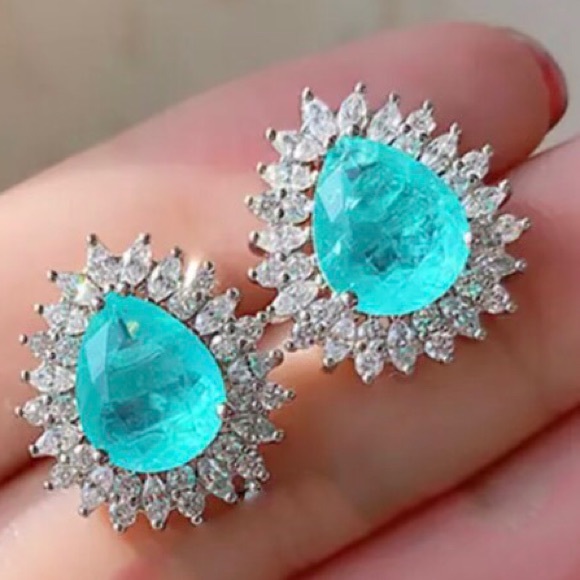 ✨ Oval Paraiba Tourmaline Earring & Pendant Set✨ - Picture 3 of 5